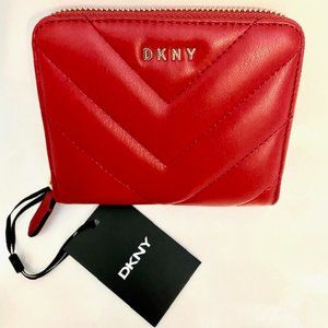DKNY - Red Quilted - Vela Small Zip Around Wallet - NEW!